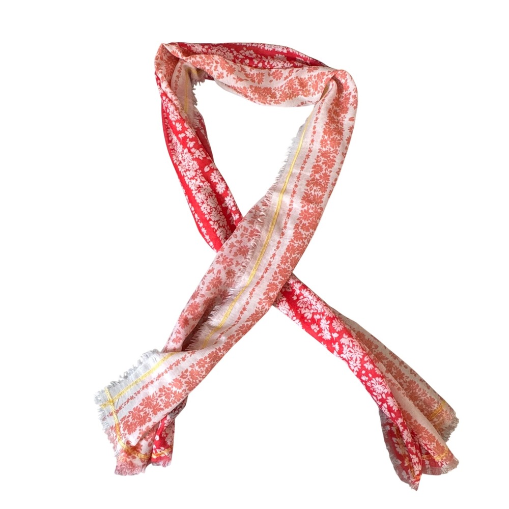 Echo Floral Scarf Red Pink White Lightweight Fringe Wrap OS Soft Girl Romantic